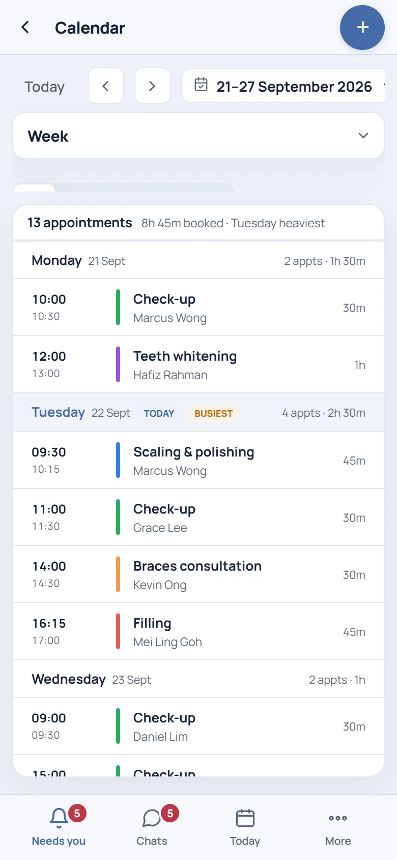 The calendar on a phone